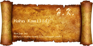 Hahn Kamilló névjegykártya